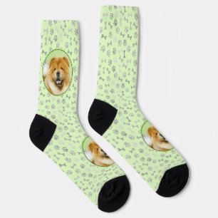 Chow Chow Painting - Cute Original Dog Art Socks