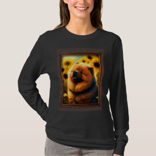 Chow Chow Painting Sunflower Flower Mom Women Flor T-Shirt