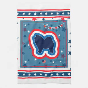 Chow Chow Patriotic Red White And Blue 4th Of July Kitchen Towel