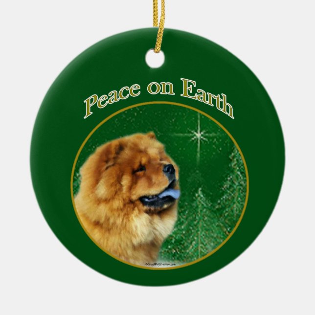 Chow Chow Peace Ceramic Ornament (Front)