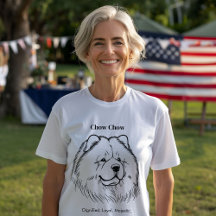 Chow Chow Portrait Black Line Illustration