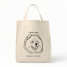 Chow Chow Portrait Black Line Illustration