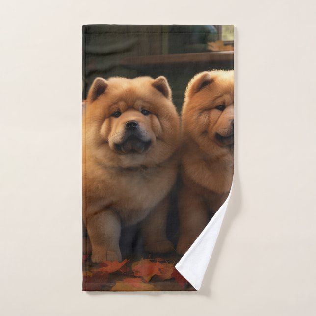 Chow Chow Puppy Autumn Delight Pumpkin Bath Towel Set (Hand Towel)