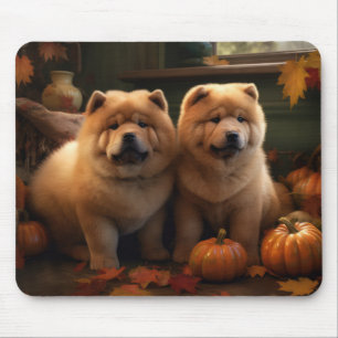 Chow Chow Puppy Autumn Delight Pumpkin Mouse Pad