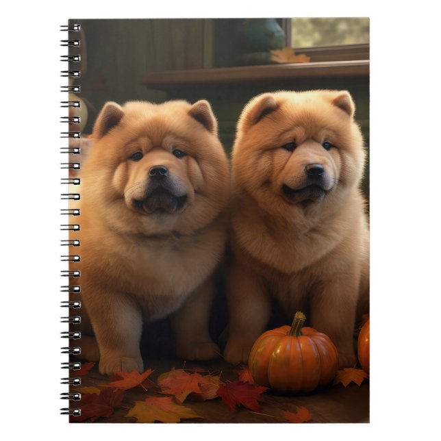 Chow Chow Puppy Autumn Delight Pumpkin Notebook (Front)
