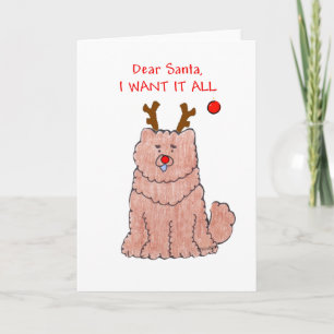 Chow Chow Red Dear Santa Holiday Card