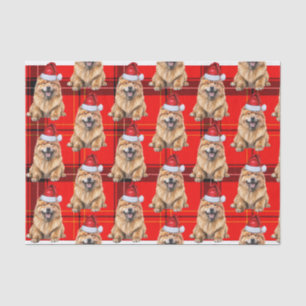 Chow Chow Santa Dog on Plaid Christmas Holiday Tissue Paper