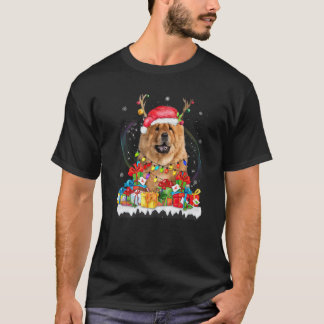 Chow Chow Santa Hat Reindeer Christmas Lights Paja T-Shirt