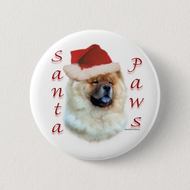 Chow Chow Santa Paws 2 Inch Round Button (Front)