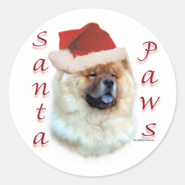 Chow Chow Santa Paws Classic Round Sticker (Front)