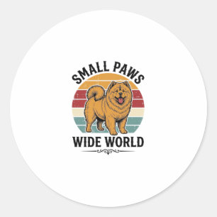 Chow Chow Shirt Small Paws Wide World Vintage Dog Classic Round Sticker