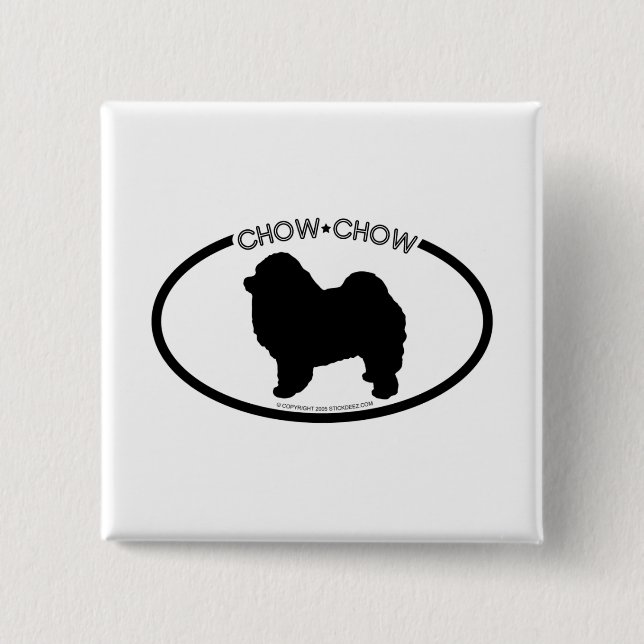 Chow Chow Silhouette Black Button (Front)