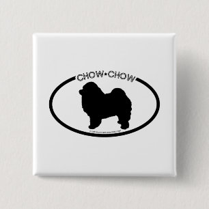 Chow Chow Silhouette Black Button