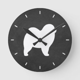 Chow Chow Silhouette Round Clock