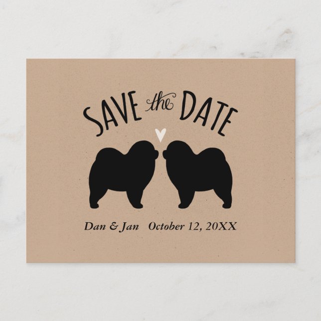 Chow Chow Silhouettes Wedding Save the Date Announcement Postcard (Front)