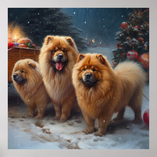 Chow Chow Snowy Sleigh Christmas Decor   (Front)