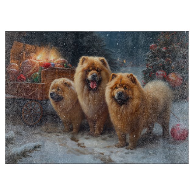 Chow Chow Snowy Sleigh Christmas Decor   Cutting Board (Front)