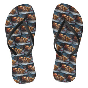 Chow Chow Snowy Sleigh Christmas Decor   Flip Flops