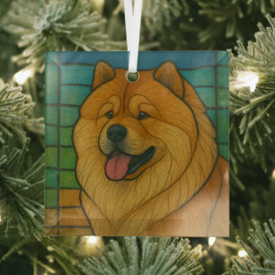 Chow Chow "Stained Glass" Glass Ornament