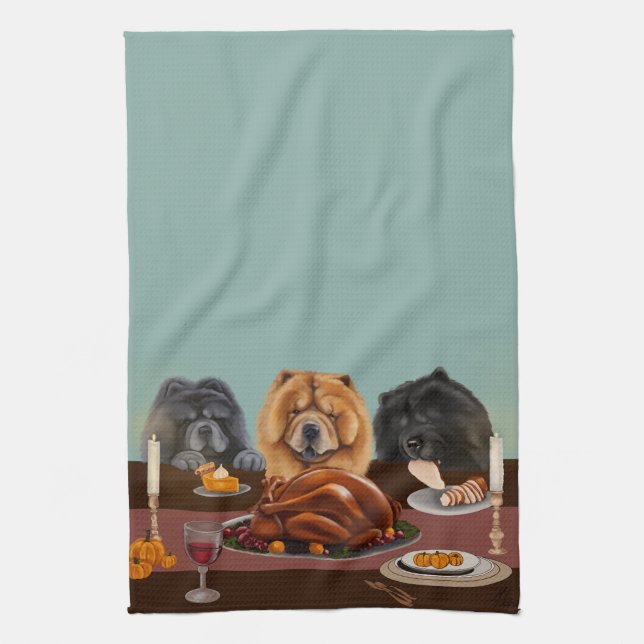 Chow Chow Thanksgiving Diner Serviette de cuisine (Vertical)