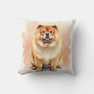 Chow Chow Watercolor Cloud Layer Art Throw Pillow