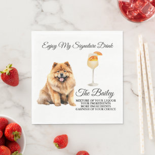 Chow Chow Wedding Signature Drink Dog Photo Napkin