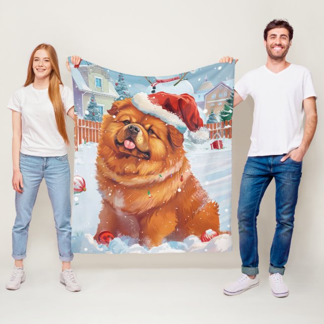 Chow Chow Winter Wonderland Christmas Joy  Fleece Blanket (In Situ)