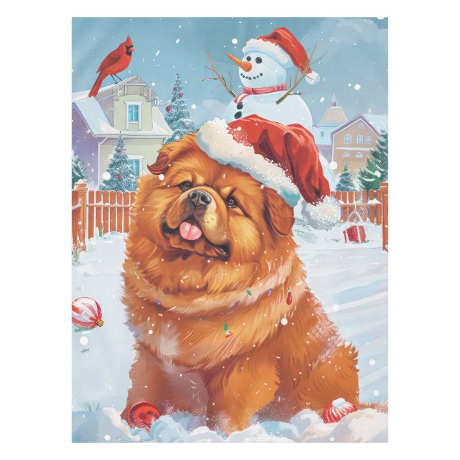 Chow Chow Winter Wonderland Christmas Joy  Tablecloth (Front)