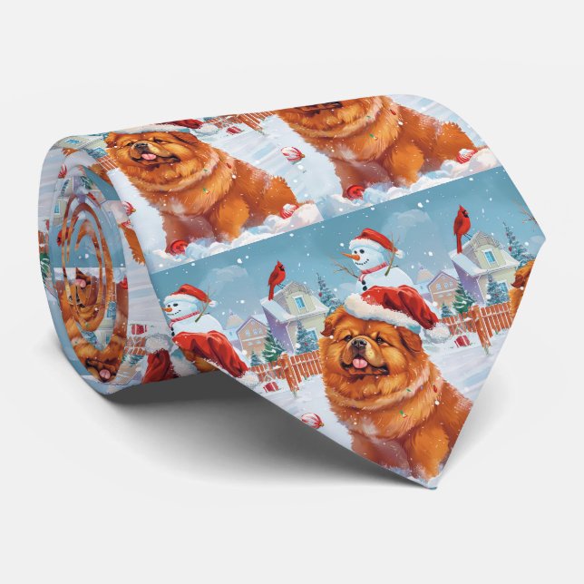 Chow Chow Winter Wonderland Christmas Joy  Tie (Rolled)