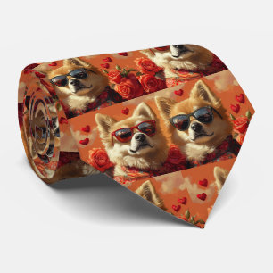 Chow Chow With Heart Roses Valentine's Day  Tie