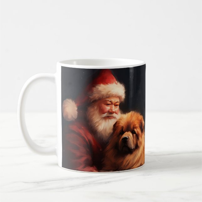 Chow Chow With Santa Claus Festive Christmas  Coffee Mug (Left)