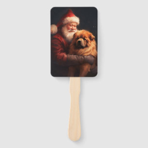 Chow Chow With Santa Claus Festive Christmas  Hand Fan