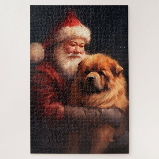 Chow Chow With Santa Claus Festive Christmas  Jigsaw Puzzle (Vertical)