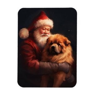 Chow Chow With Santa Claus Festive Christmas Magnet