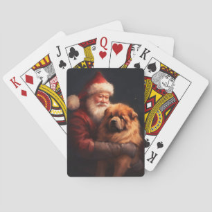 Chow Chow With Santa Claus Festive Christmas  Playing Cards