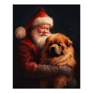 Chow Chow With Santa Claus Festive Christmas  Poster
