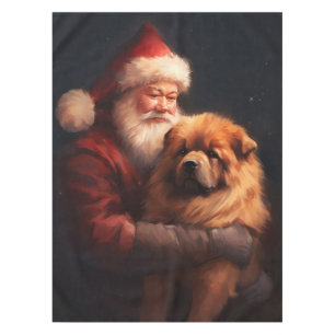 Chow Chow With Santa Claus Festive Christmas Tablecloth