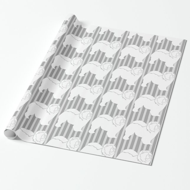 Chow-Chow wrapping paper white silhouette grey (Unrolled)