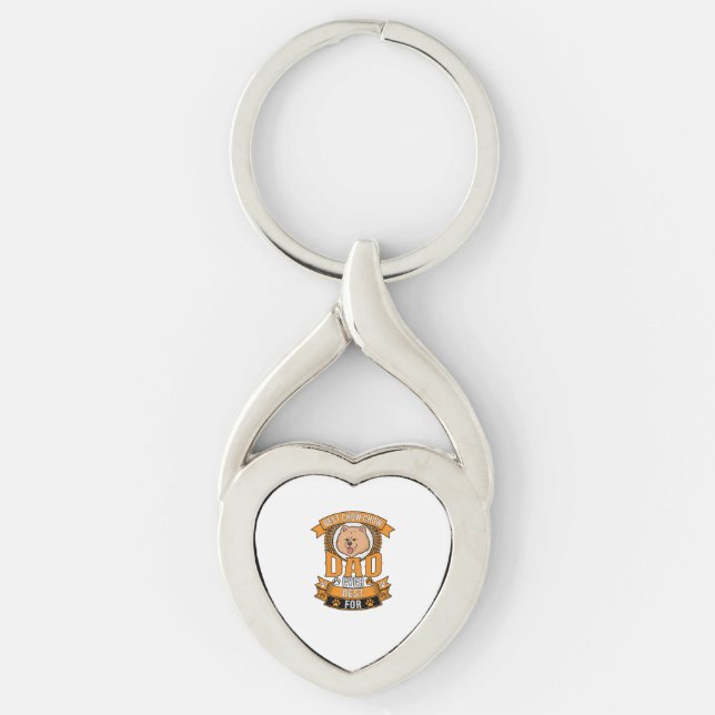 Chow Dad Dog Ever Wreath Paw Prints Keychain (Front)