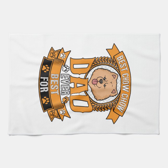 Chow Dad Dog Ever Wreath Paw Prints Kitchen Towel (Horizontal)