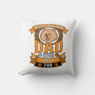Chow Dad Dog Ever Wreath Paw Prints Throw Pillow