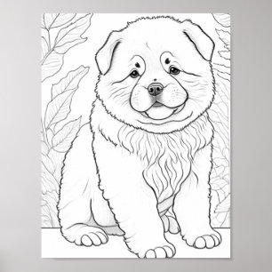 Chow Dog Adult Colouring Poster