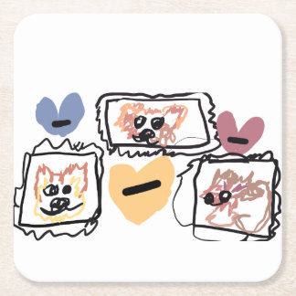 Chow Hearts  Square Paper Coaster