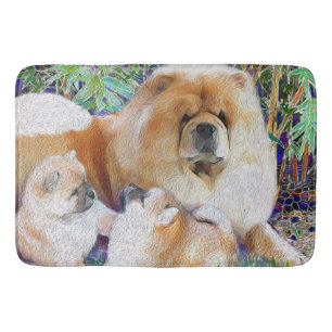 Chow mom and puppies bath mat/crate mat