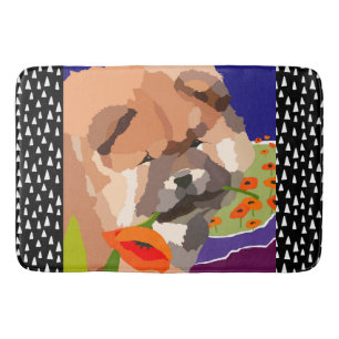CHOW PUPPY IN POPPIES crate or bath mat