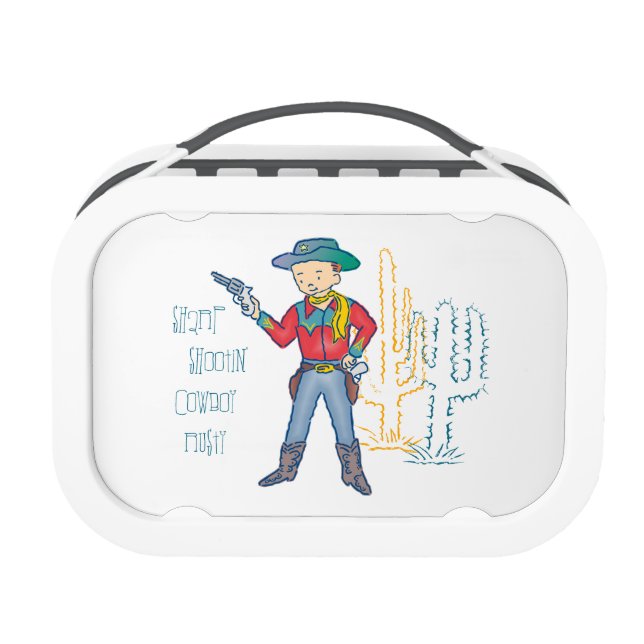 Chow Time Sharp Shootin' Cowboy Rusty Lunch Box (Front)