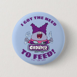 Chowder With Fork and Knife 2 Inch Round Button