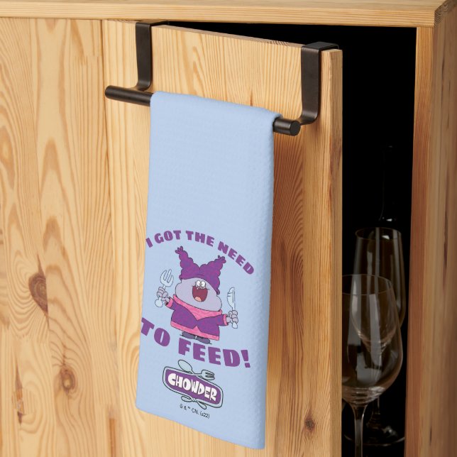 Chowder With Fork and Knife Kitchen Towel (Thirds Fold)