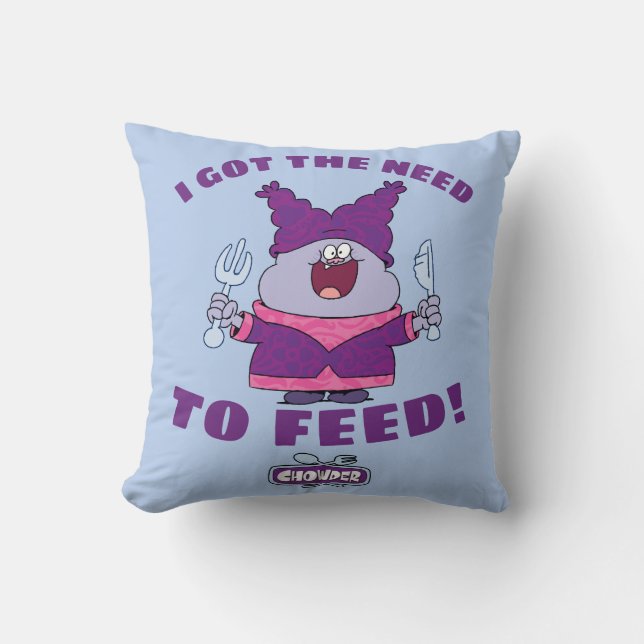 Chowder With Fork and Knife Throw Pillow (Front)