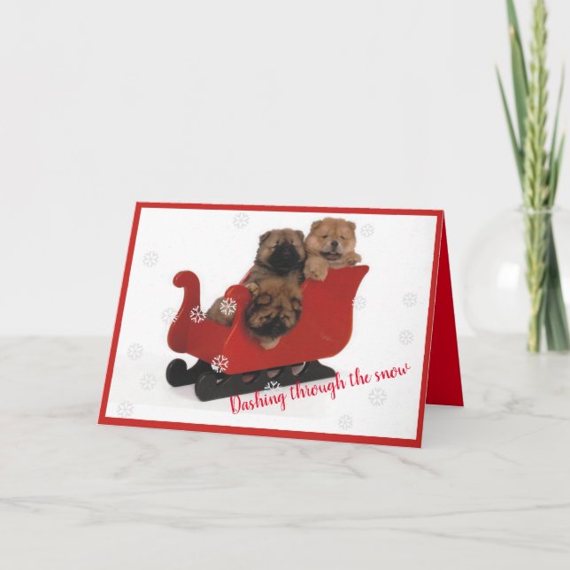Chows Dashing Through the Snow Holiday Card (Front)